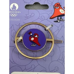 Paris 2024 Olympics Hair Clip Gold Tone Logo‎ Mascot Barrette Accessory